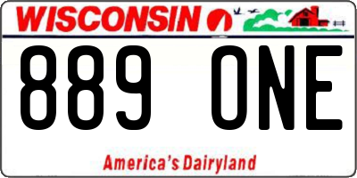 WI license plate 889ONE