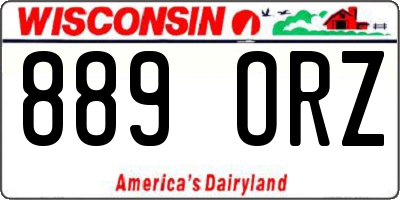WI license plate 889ORZ
