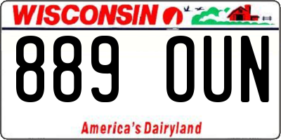 WI license plate 889OUN