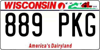 WI license plate 889PKG