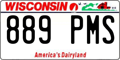 WI license plate 889PMS