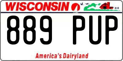 WI license plate 889PUP