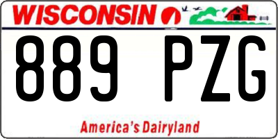 WI license plate 889PZG