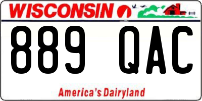 WI license plate 889QAC