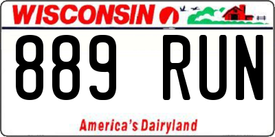 WI license plate 889RUN