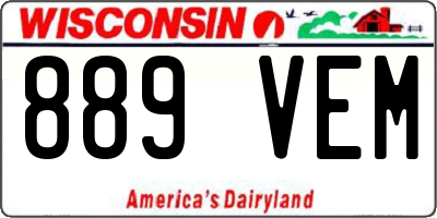 WI license plate 889VEM