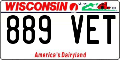 WI license plate 889VET