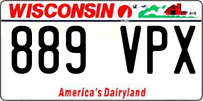 WI license plate 889VPX