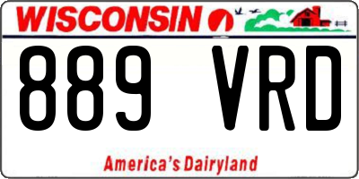 WI license plate 889VRD