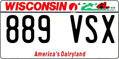 WI license plate 889VSX