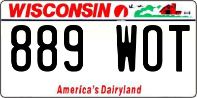 WI license plate 889WOT