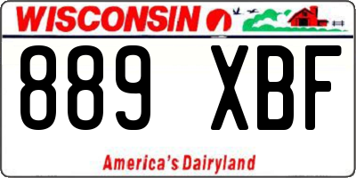 WI license plate 889XBF