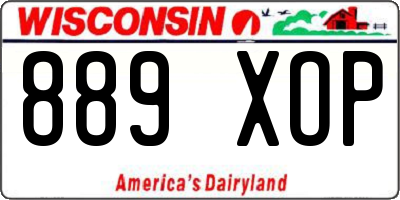 WI license plate 889XOP