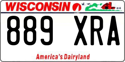 WI license plate 889XRA