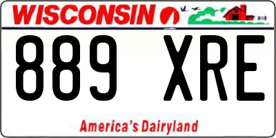 WI license plate 889XRE