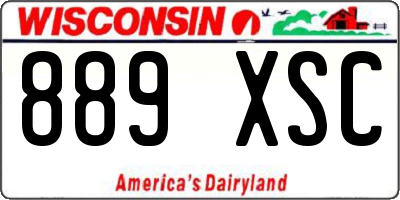 WI license plate 889XSC