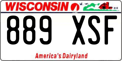 WI license plate 889XSF