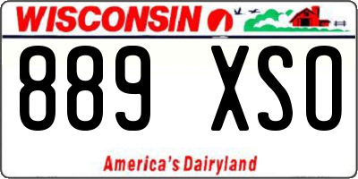 WI license plate 889XSO