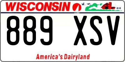 WI license plate 889XSV