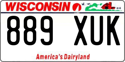 WI license plate 889XUK