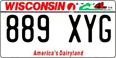 WI license plate 889XYG