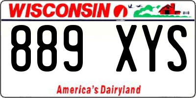 WI license plate 889XYS