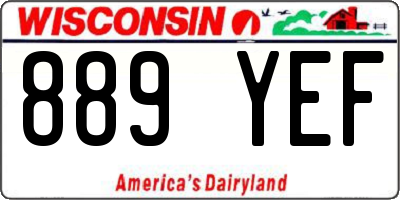 WI license plate 889YEF
