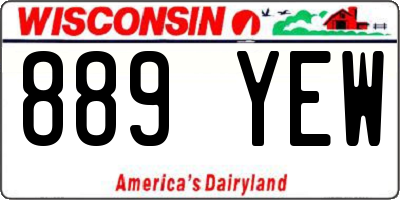WI license plate 889YEW