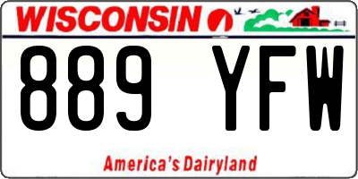 WI license plate 889YFW