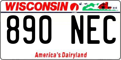 WI license plate 890NEC