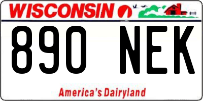 WI license plate 890NEK
