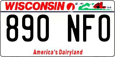 WI license plate 890NFO