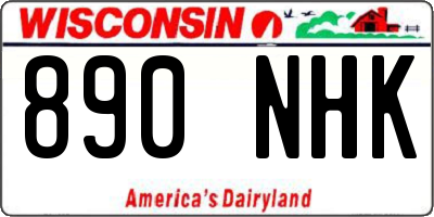 WI license plate 890NHK