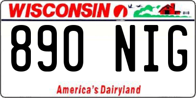WI license plate 890NIG