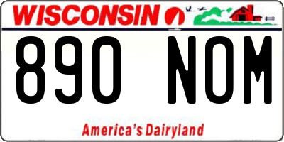 WI license plate 890NOM