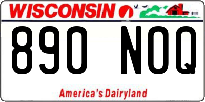 WI license plate 890NOQ