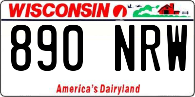 WI license plate 890NRW