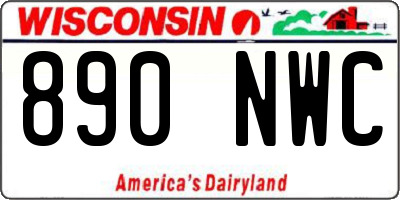 WI license plate 890NWC
