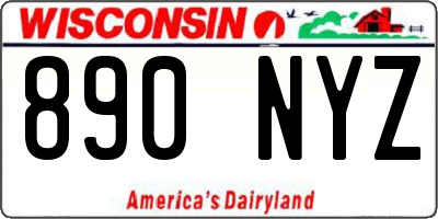 WI license plate 890NYZ