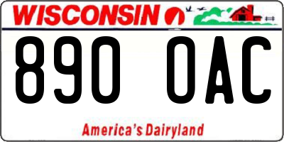 WI license plate 890OAC