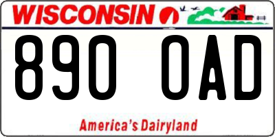 WI license plate 890OAD