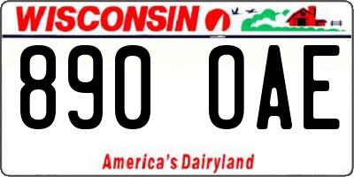 WI license plate 890OAE