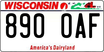 WI license plate 890OAF