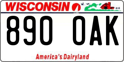 WI license plate 890OAK