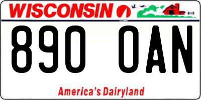 WI license plate 890OAN