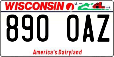 WI license plate 890OAZ