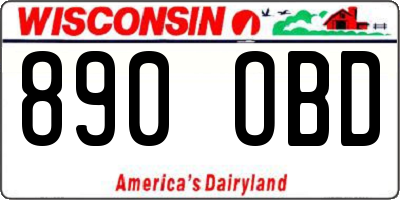 WI license plate 890OBD