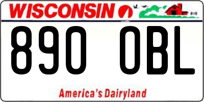 WI license plate 890OBL
