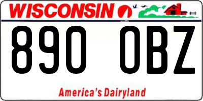 WI license plate 890OBZ