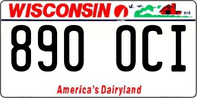 WI license plate 890OCI